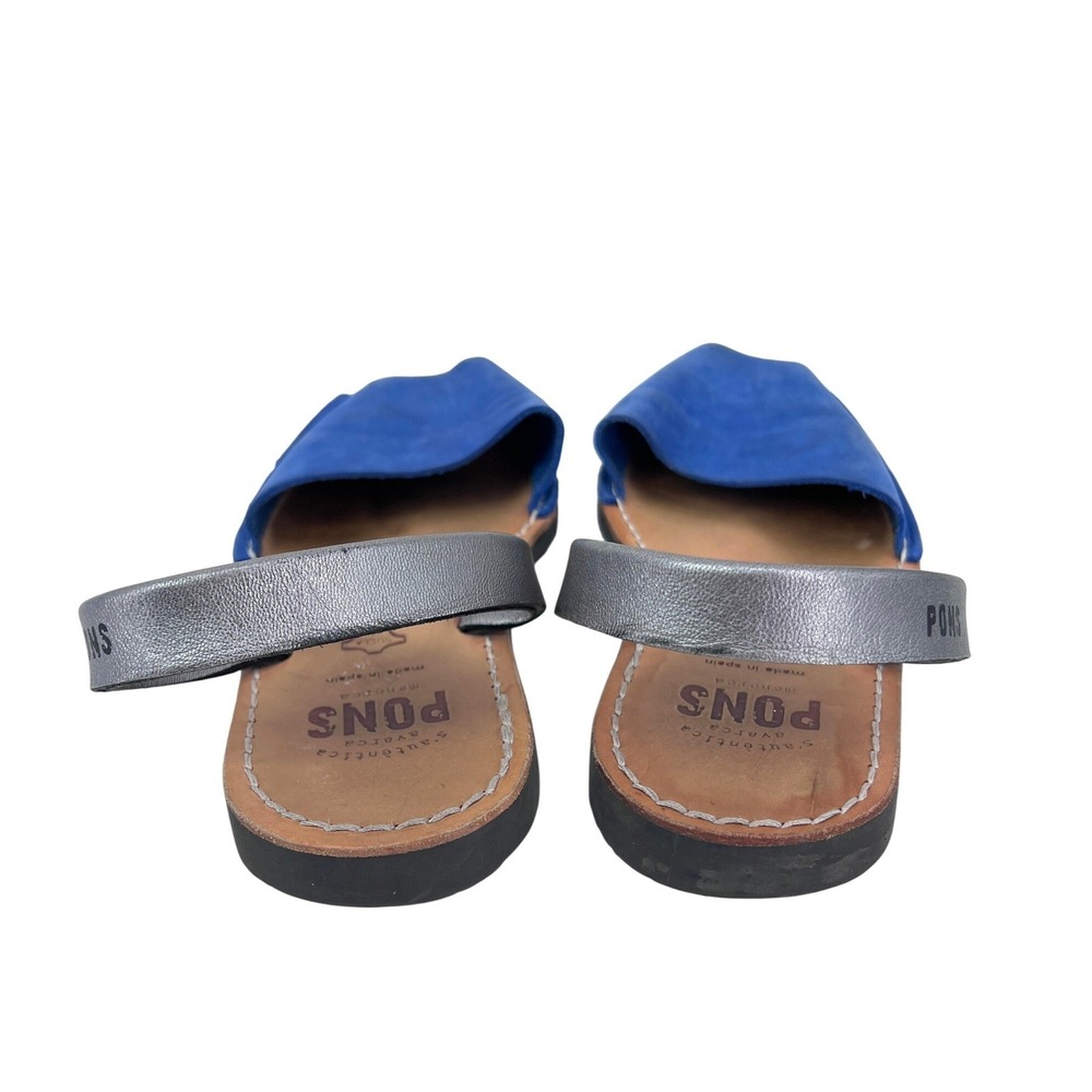 Pons Avarca Menorca Blue Suede Silver Metallic Slingback Sandals Spain Womens 9 - Picture 4 of 9